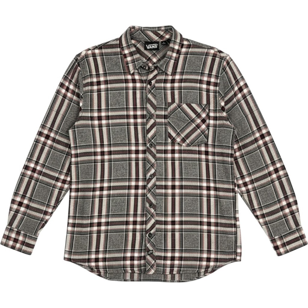 Vans Men's Button Down Shirt Long Sleeve Large Grey Black Red Plaid Flannel
